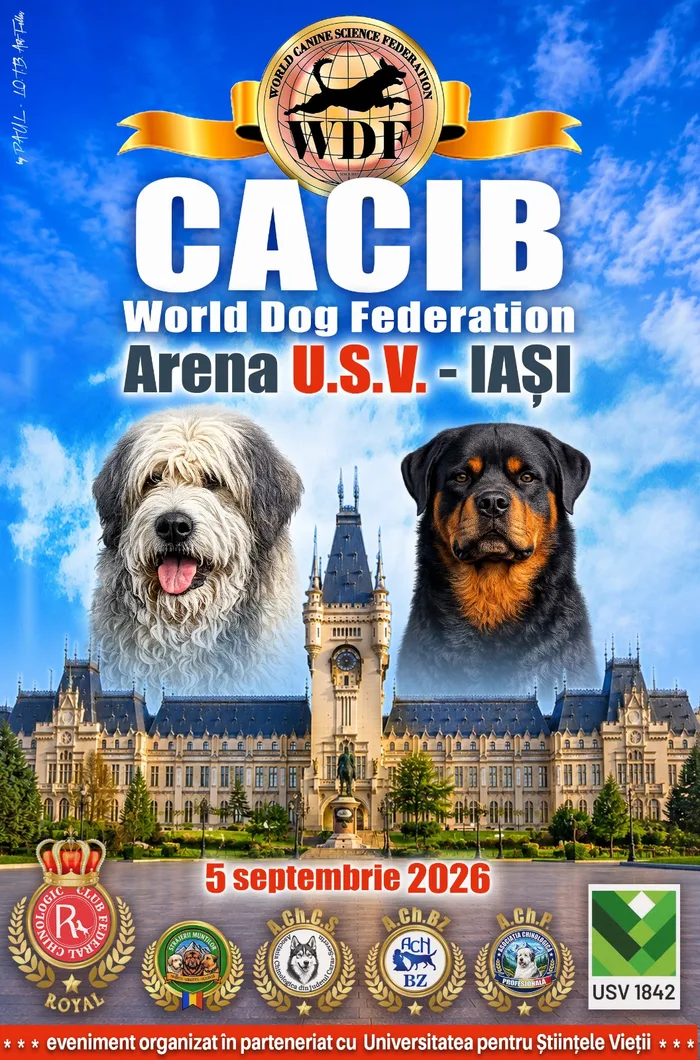 Afiș CACIB Iași — WDF Moldova Dog Show, Arena U.S.V., 5 septembrie 2026